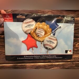 Baseball Balloon Bouquet - Red, Blue, Gold